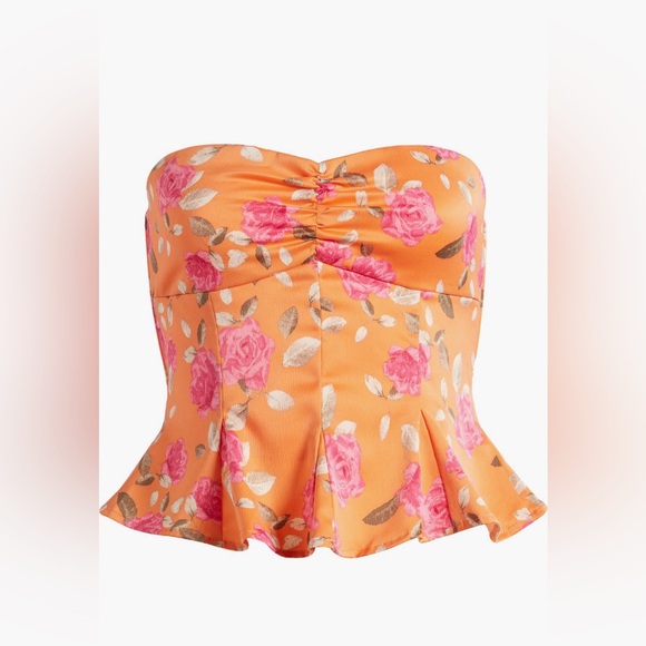 WAYF Eleanor Floral Strapless Peplum Top NWOT! - Picture 4 of 5